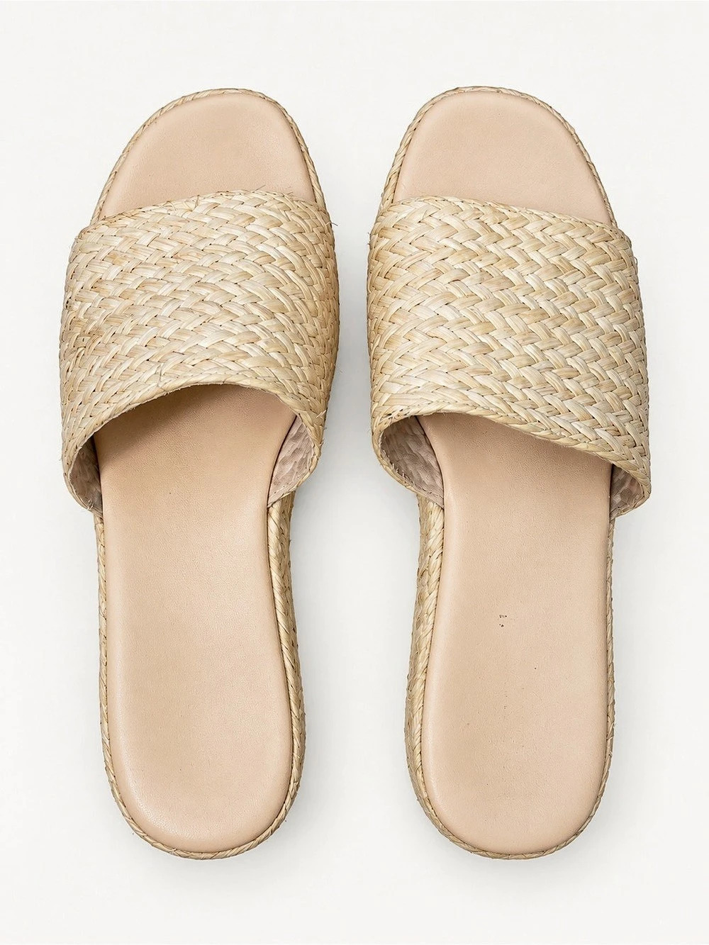Old Navy Natural Woven Platform Slide Sandals | Size 9